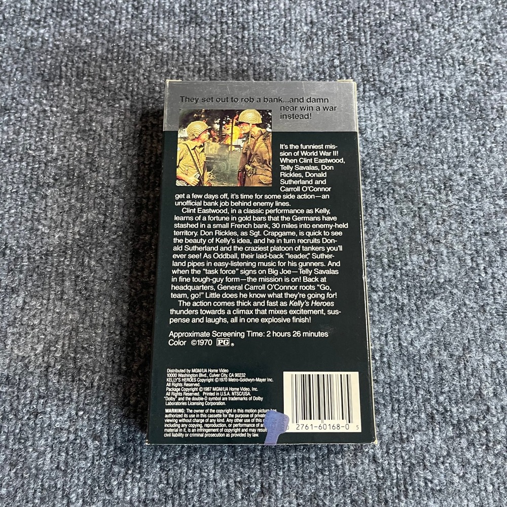 Kellys Heroes VHS Clint Eastwood Telly Savalas MGM UA 1970 War Comedy M700168 - Picture 3 of 10